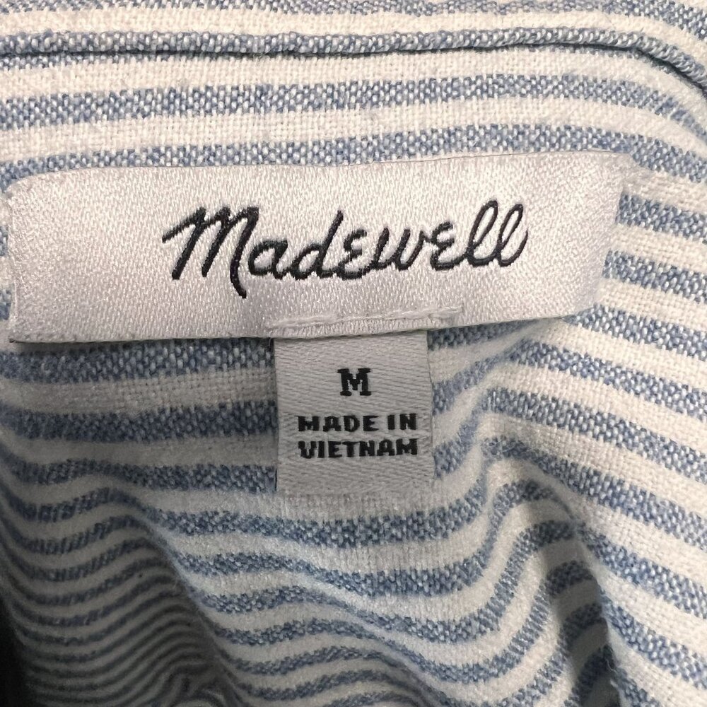 Madewell Button-Up Shirt Women M Blue & White Striped Slim Classic Fit Normcore - Picture 8 of 8